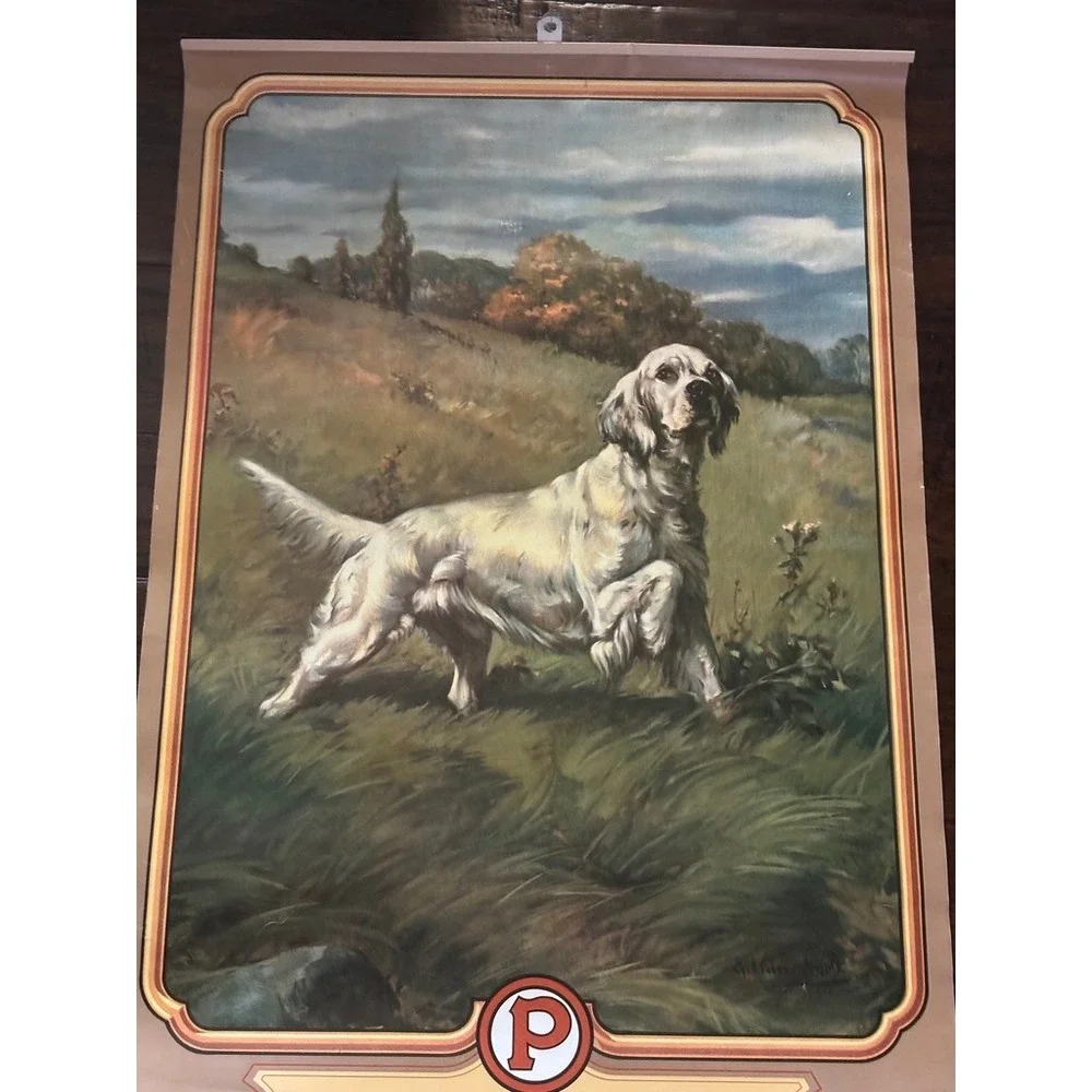 Vtg Peters Cartridge Company Calendar Tan 1928 Reproduction English Setter Art